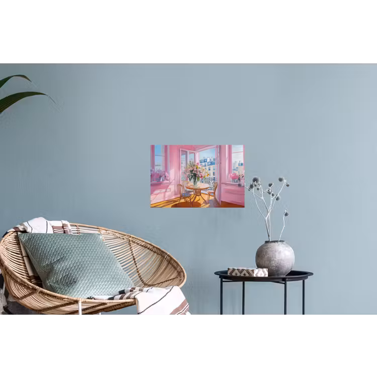 Pink - City - Bloemen Muursticker klein -plant