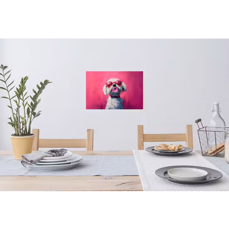 Pink - Hond - Bubbel Muursticker klein -eettafel