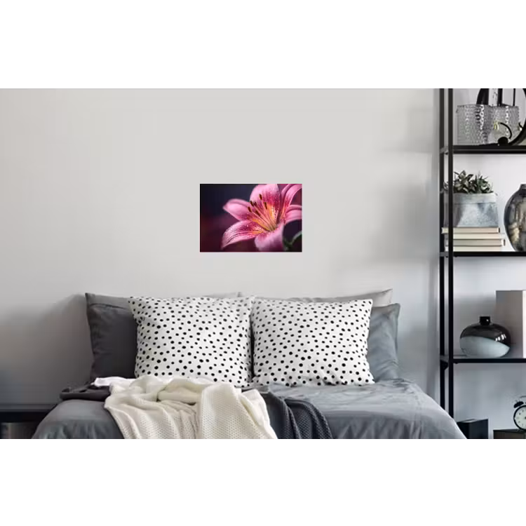 Roze - lelie - Dauwdruppels Muursticker klein -slaapkamer