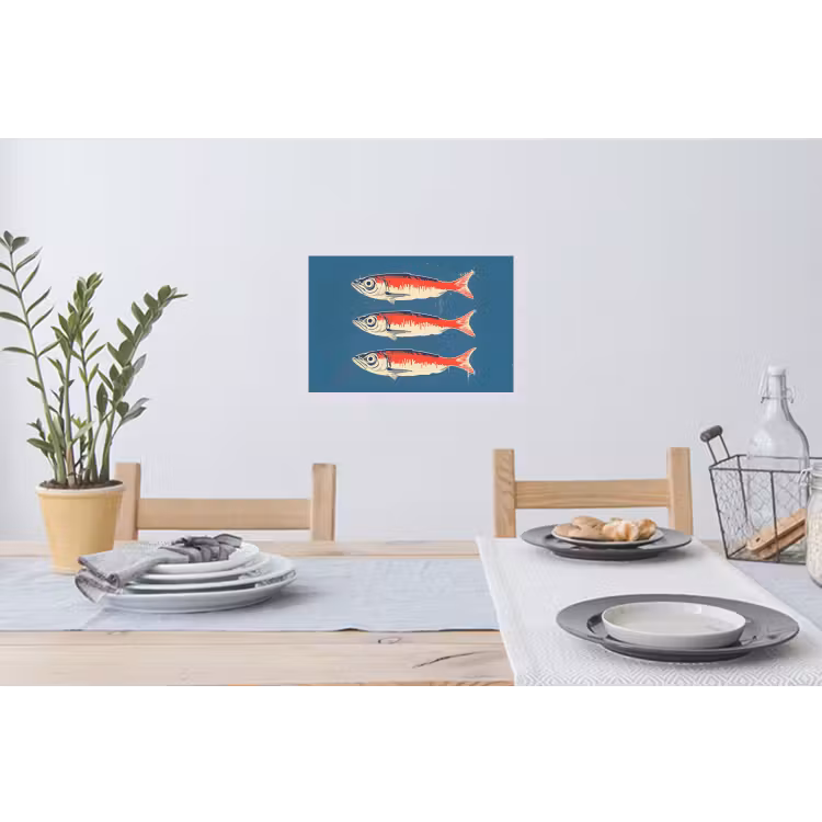 Vissen - Rood - Blauw Muursticker klein -eettafel