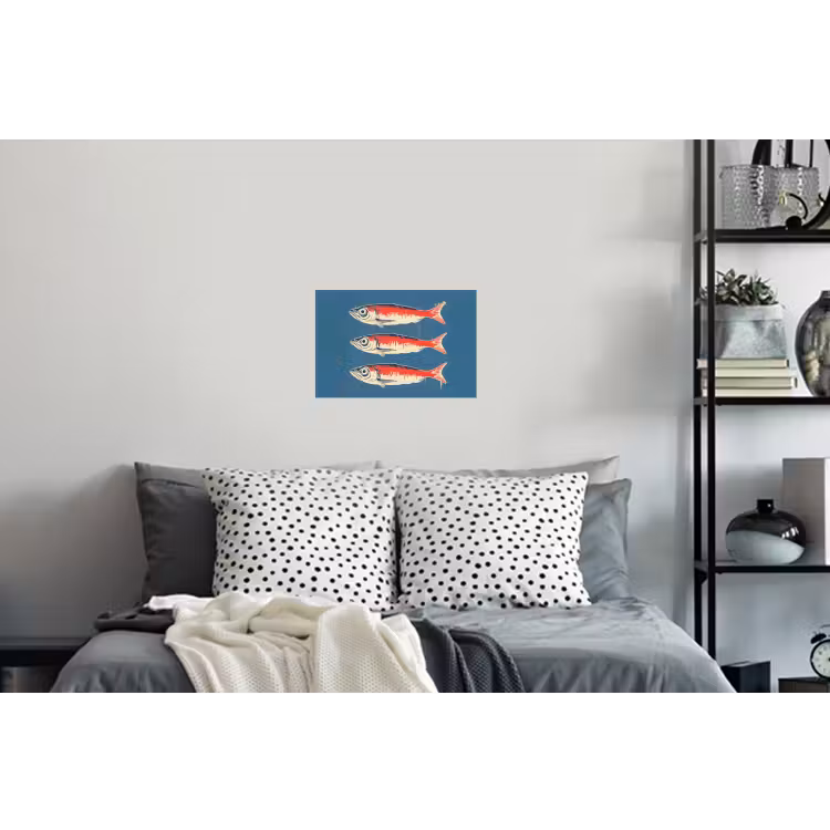 Vissen - Rood - Blauw Muursticker klein -slaapkamer