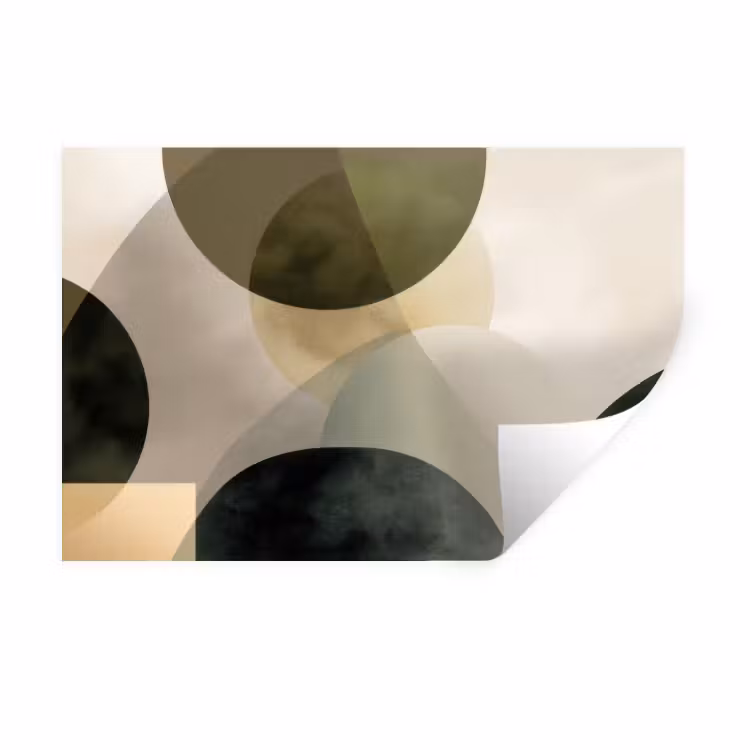Vlakken - Abstract - Beige - Cirkels Muursticker klein -3d