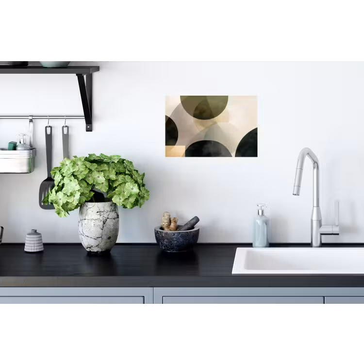 Vlakken - Abstract - Beige - Cirkels Muursticker klein -keuken