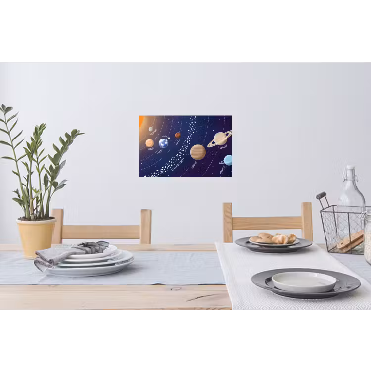 Planetenstelsel - Ruimte - Illustratie Muursticker klein -eettafel