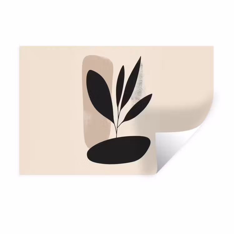 Plant - Beige - Japandi Muursticker klein -3d