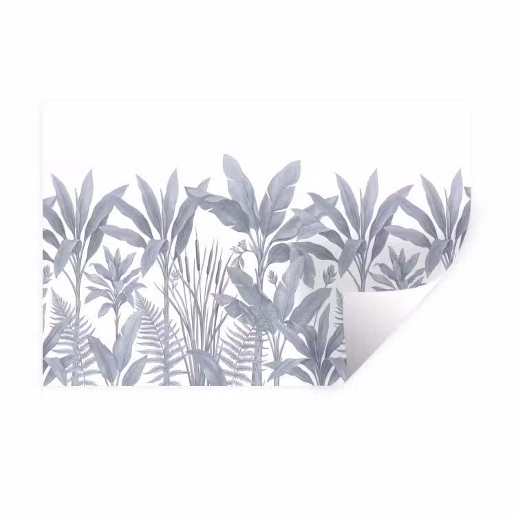 Planten - Bladeren - Natuur - Grijs Muursticker klein -3d