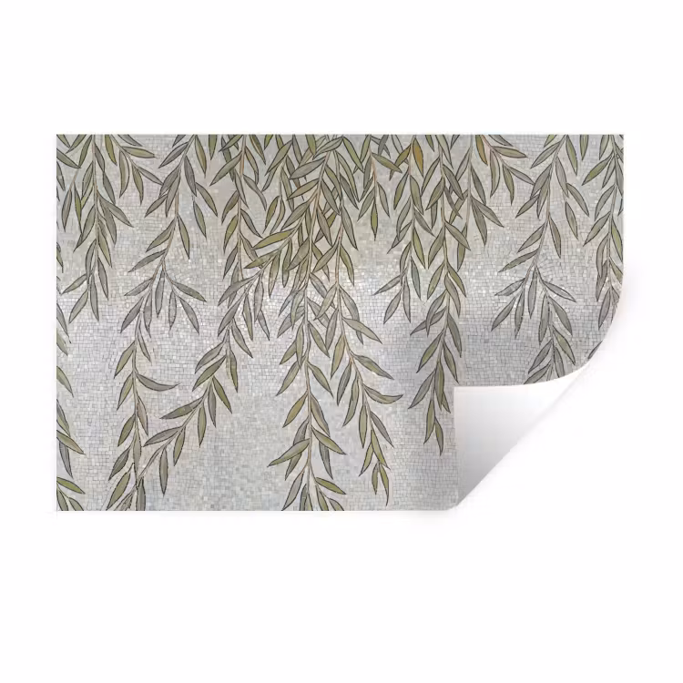 Planten - Mozaïek - Patroon - Groen - Blauw Muursticker klein -3d