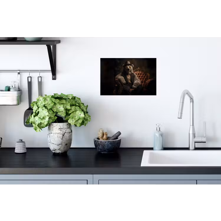 Ijsbeer - Hoed - Bril - Stoel Muursticker klein -keuken