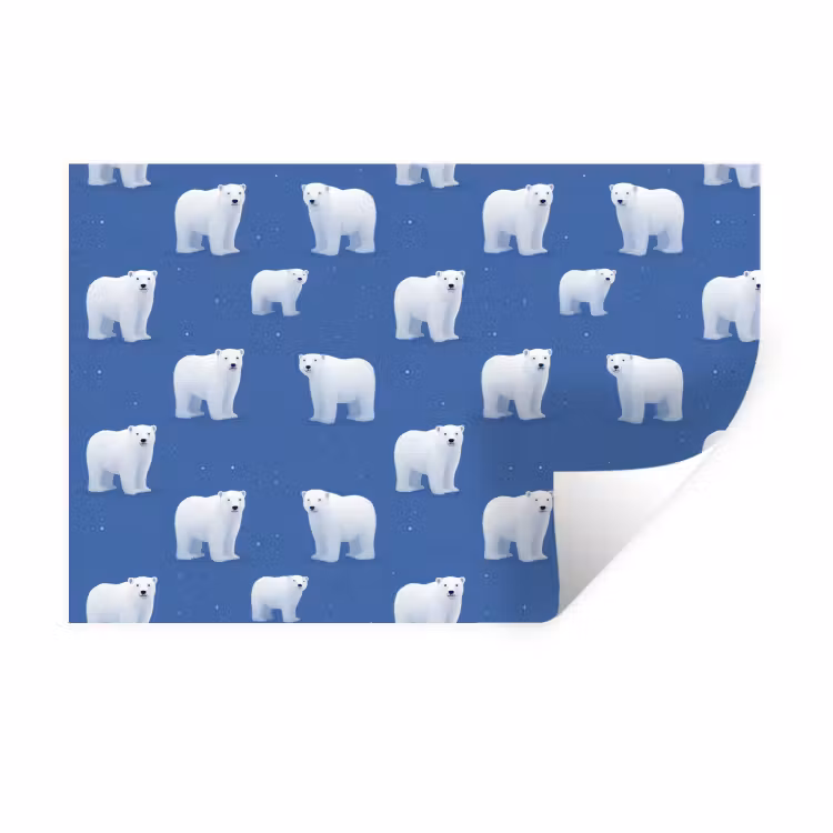 IJsbeer - Patroon - Blauw Muursticker klein 286 -3d