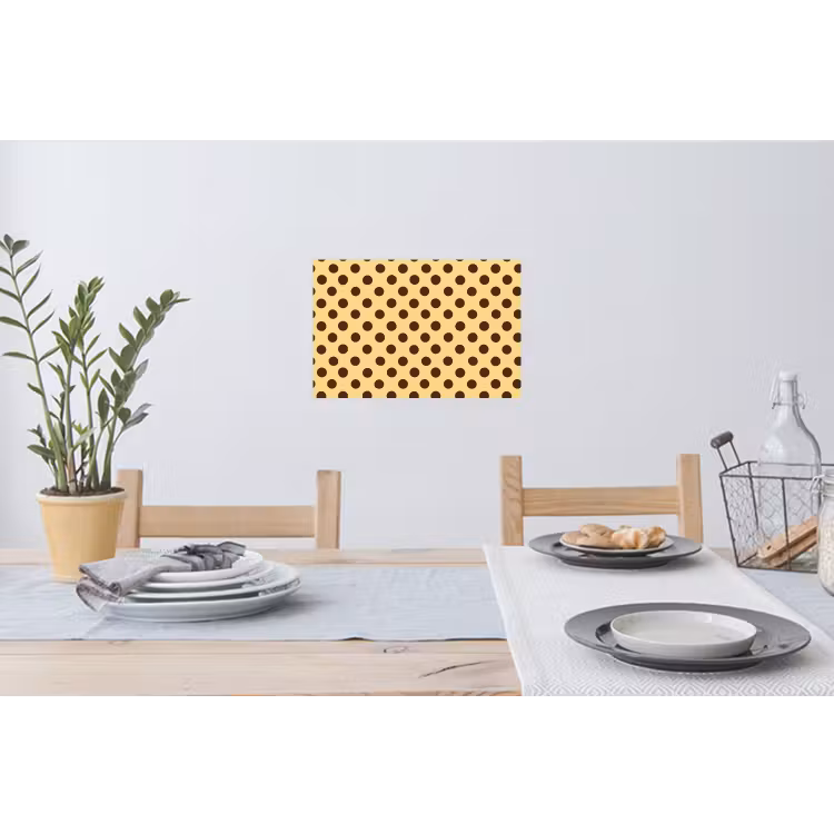 Polka Dot - Stippen - Retro - Geel - Bruin Muursticker klein 286 -eettafel