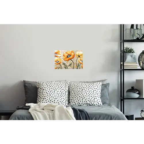 Klaprozen - Oranje - Mozaïek - Bladeren Muursticker klein -slaapkamer