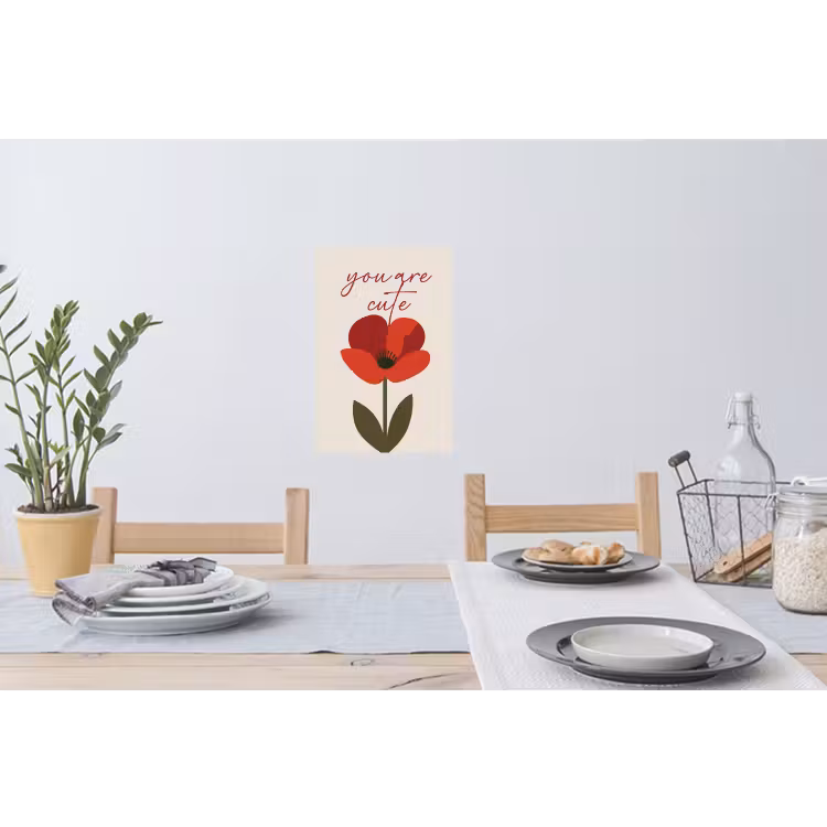 Klaproos - Bloem - Rood - Valentijn Muursticker klein -eettafel