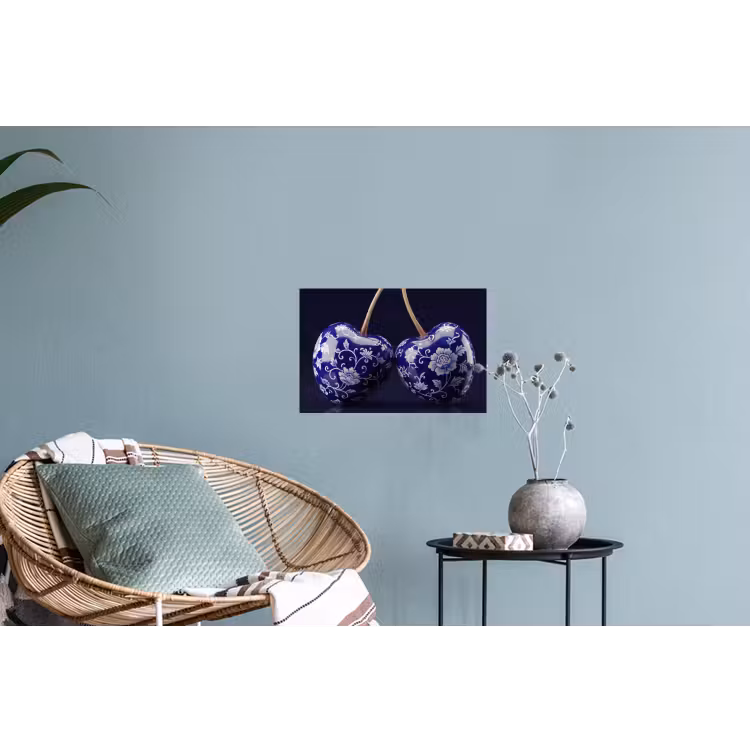 Porselein- Kersen - Delfts - Blauw Muursticker klein -plant