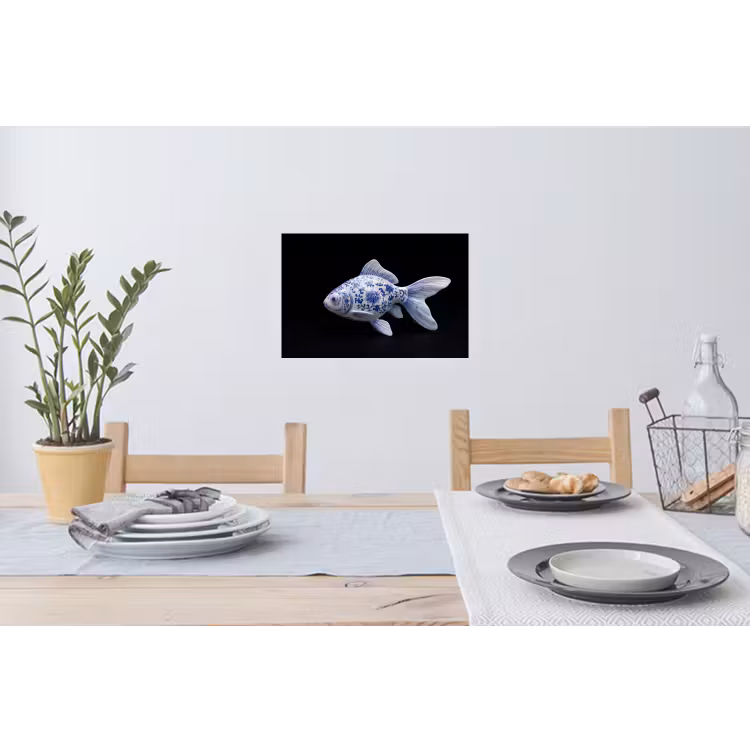 Porselein - Goudvis - Delfts - Blauw Muursticker klein -eettafel