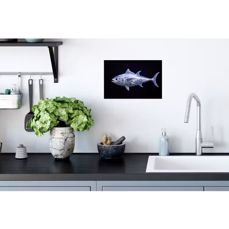 Porselein - Tonijn - Delfts - Blauw Muursticker klein -keuken