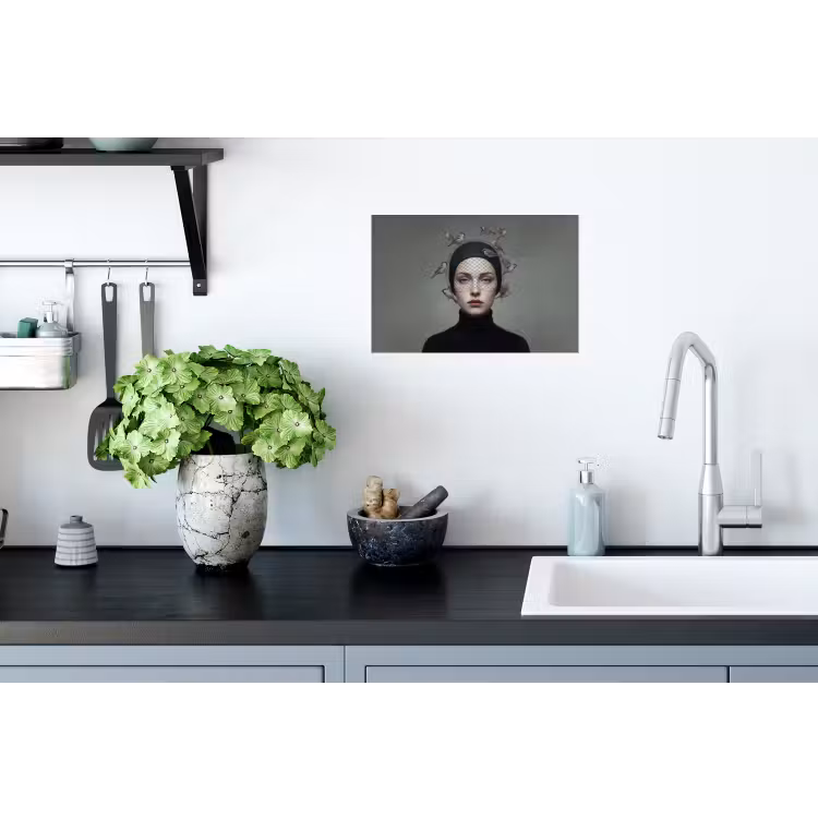 Portret - Vogels - Zwart Muursticker klein -keuken