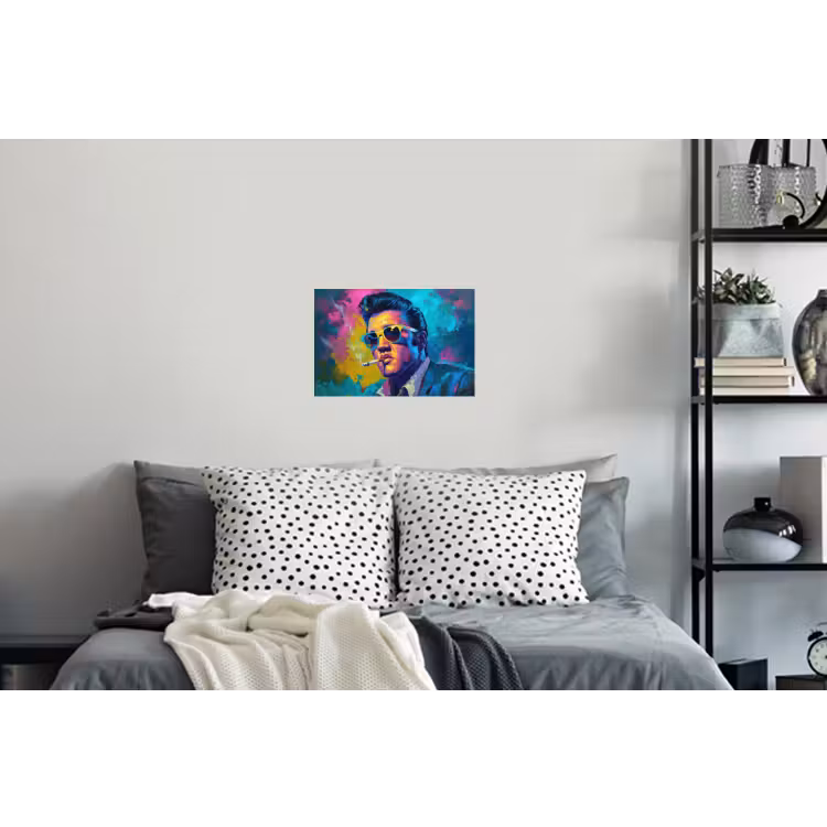 Portret - Sigaret - Kleurrijk - Bril Muursticker klein -slaapkamer