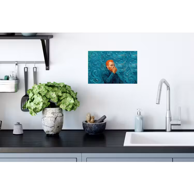 Portret - Klassiek - Blauw Muursticker klein -keuken