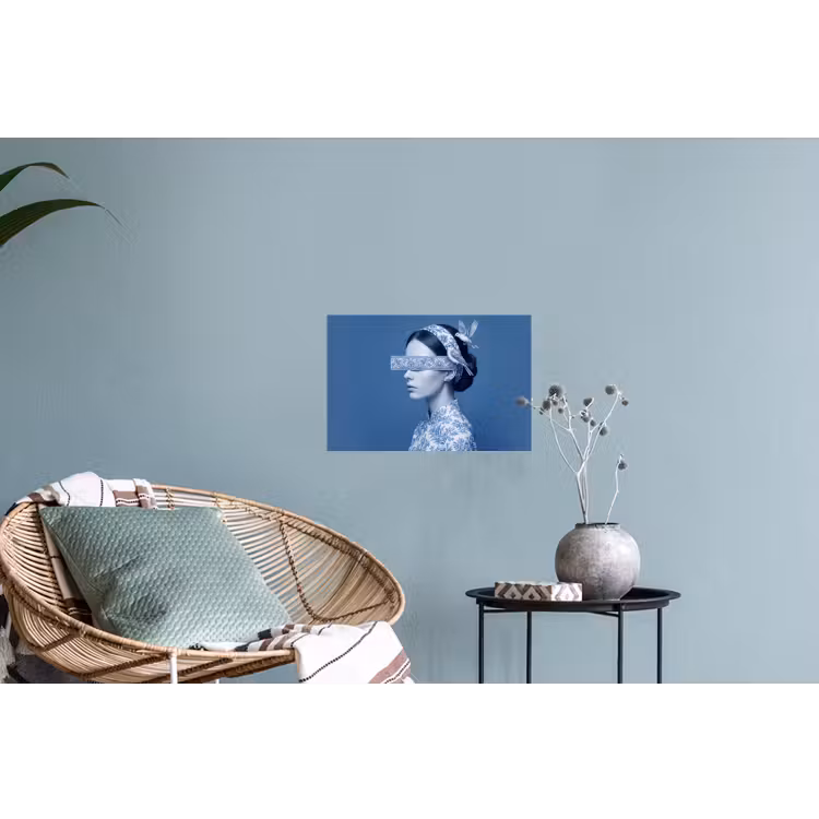 Portret - Klassiek - Wit - Blauw Muursticker klein -plant