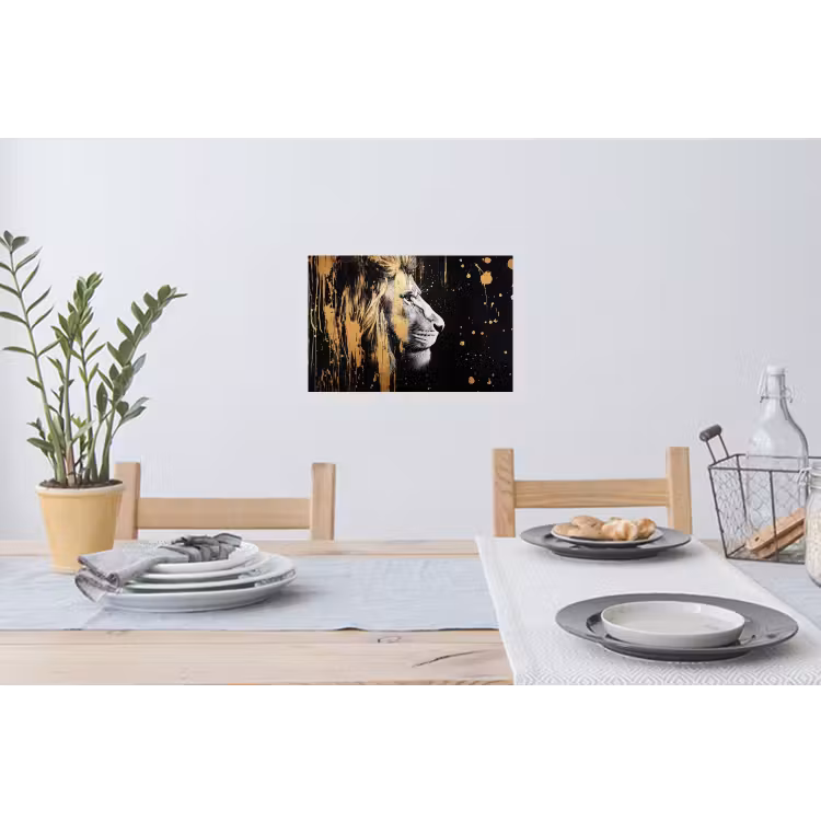 Portret - Leeuw - Abstract - Goud Muursticker klein -eettafel