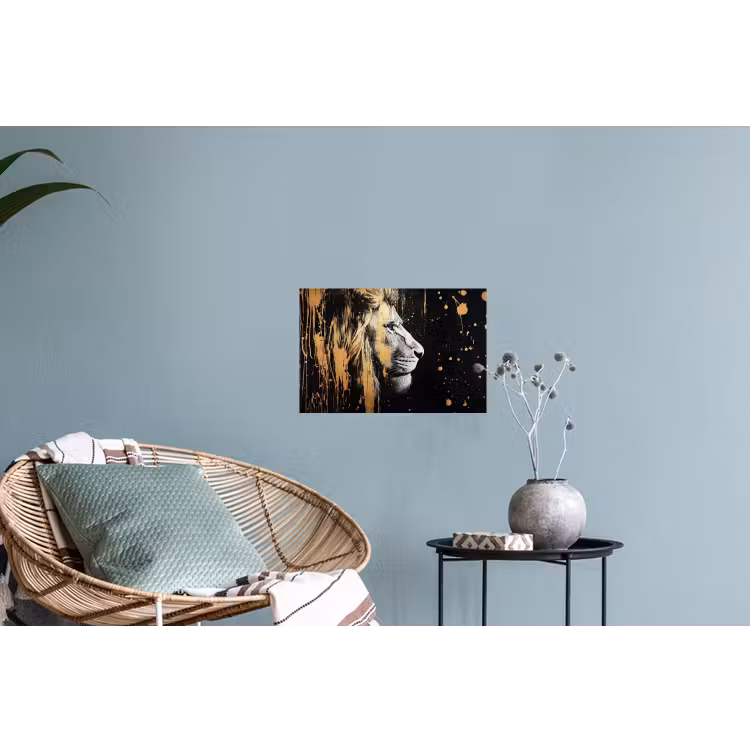 Portret - Leeuw - Abstract - Goud Muursticker klein -plant