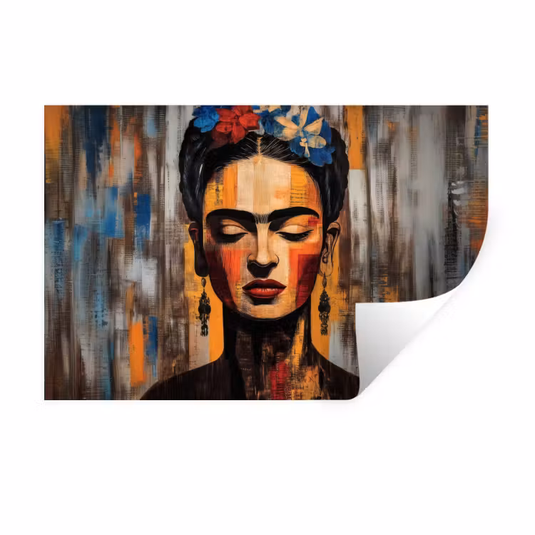 Portret - Vrouw - Bloemen Muursticker klein -3d