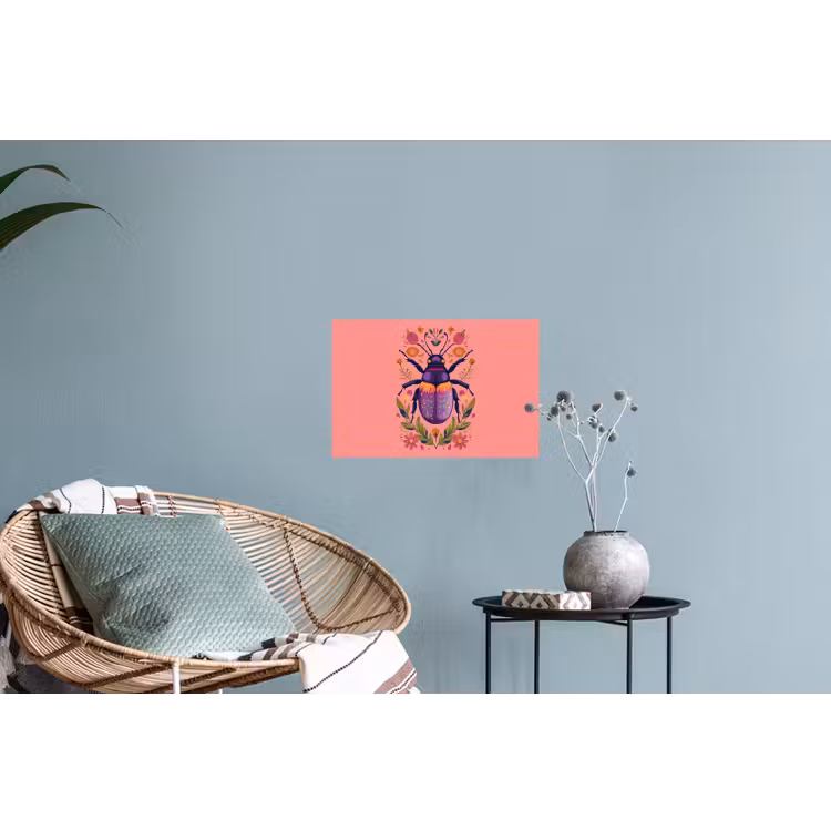 Paars - Kever - Stipjes - Bloemen Muursticker klein -plant