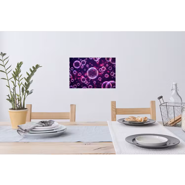 Paars - Bubbels - Schuim Muursticker klein -eettafel