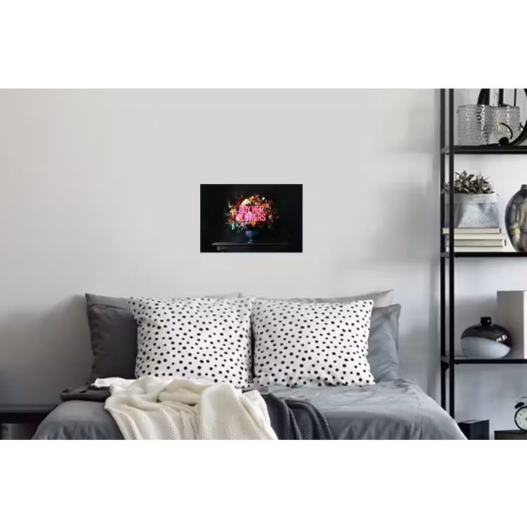 Quote - Bloemen - Vaas - Neon Muursticker klein -slaapkamer