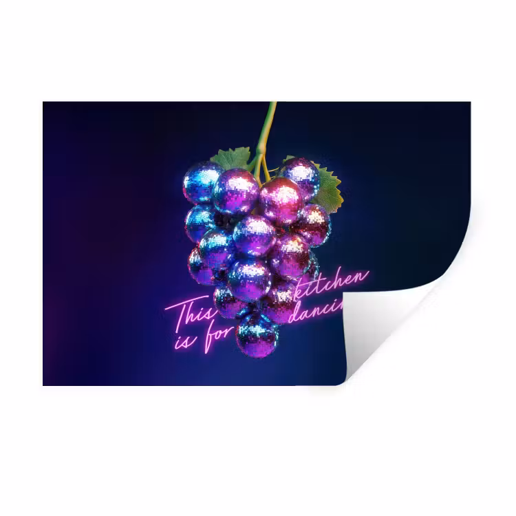 Quote - Neon - Disco - Druiven Muursticker klein -3d