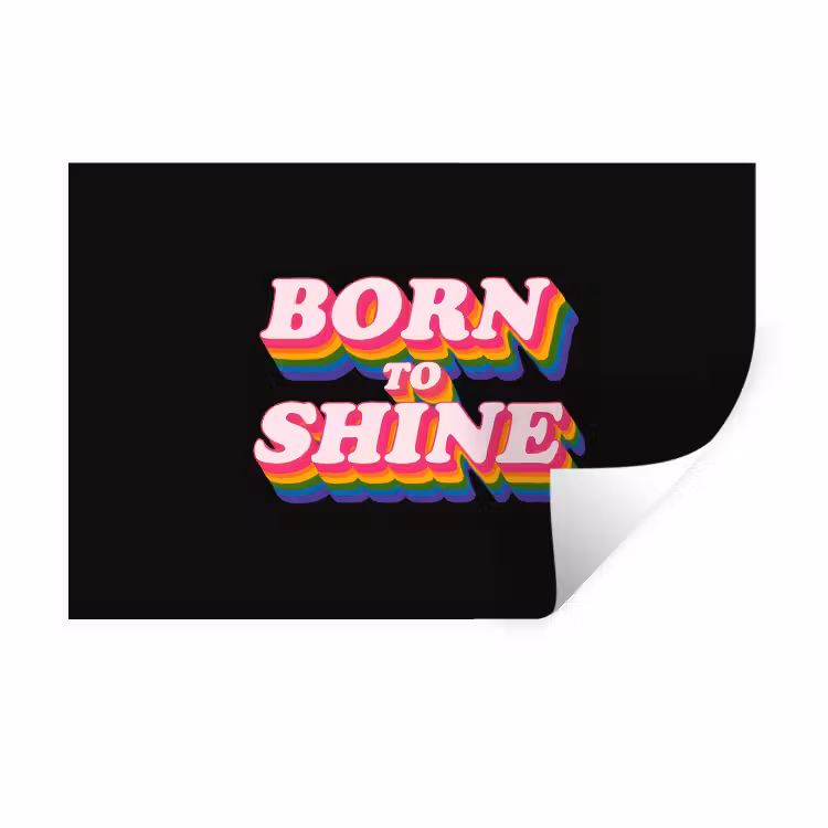 Quote - Regenboog - Roze - Zwart Muursticker klein -3d