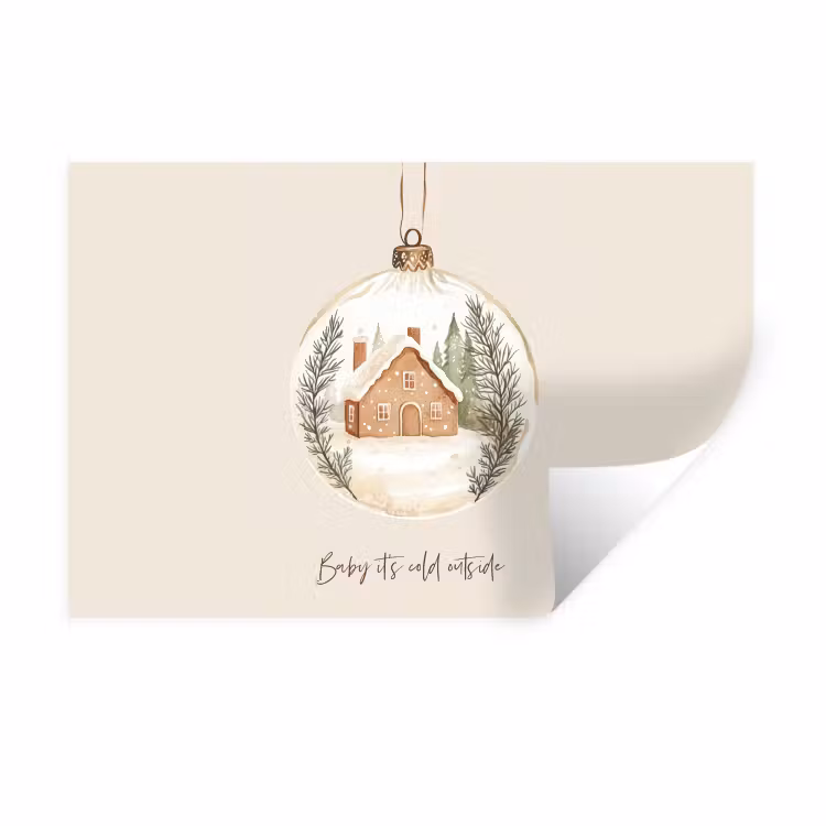 Quote - Winter - Kerst - Beige - Kerstbal Muursticker klein -3d