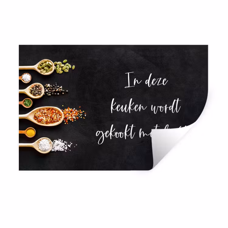 Quotes - Keuken - Spreuken - In deze keuken wordt gekookt met liefde - Liefde Muursticker klein -3d