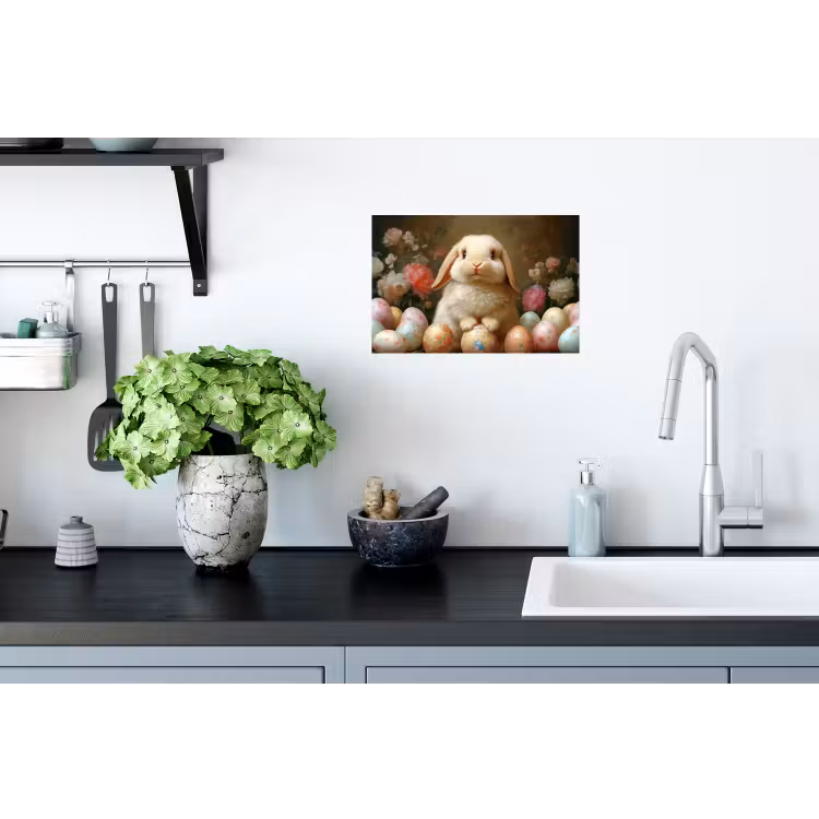 Konijn - Paaseieren - Stilleven Muursticker klein -keuken