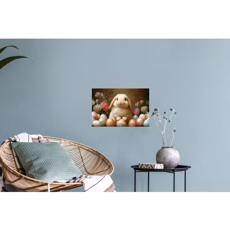 Konijn - Paaseieren - Stilleven Muursticker klein -plant
