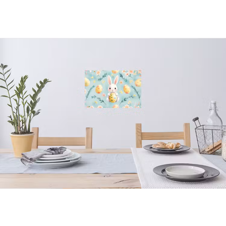 Konijn - Eieren - Takjes Muursticker klein -eettafel