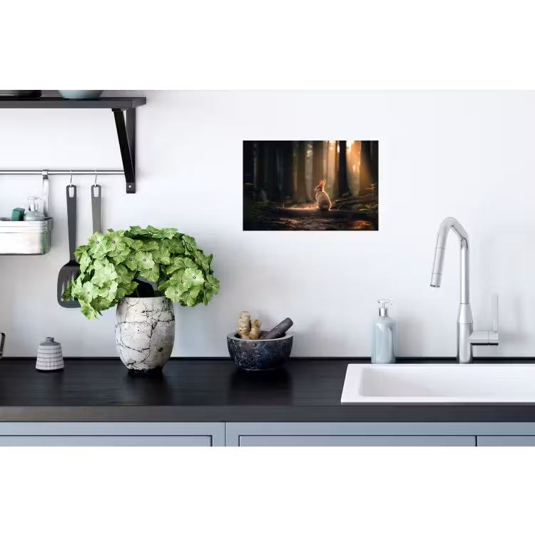 Konijn - Bos - Zonnestralen Muursticker klein -keuken