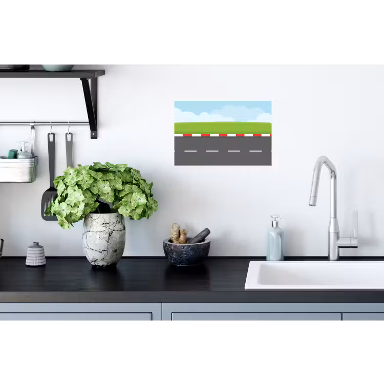 Racebaan - Illustratie - Sport - Kleurrijk Muursticker klein -keuken