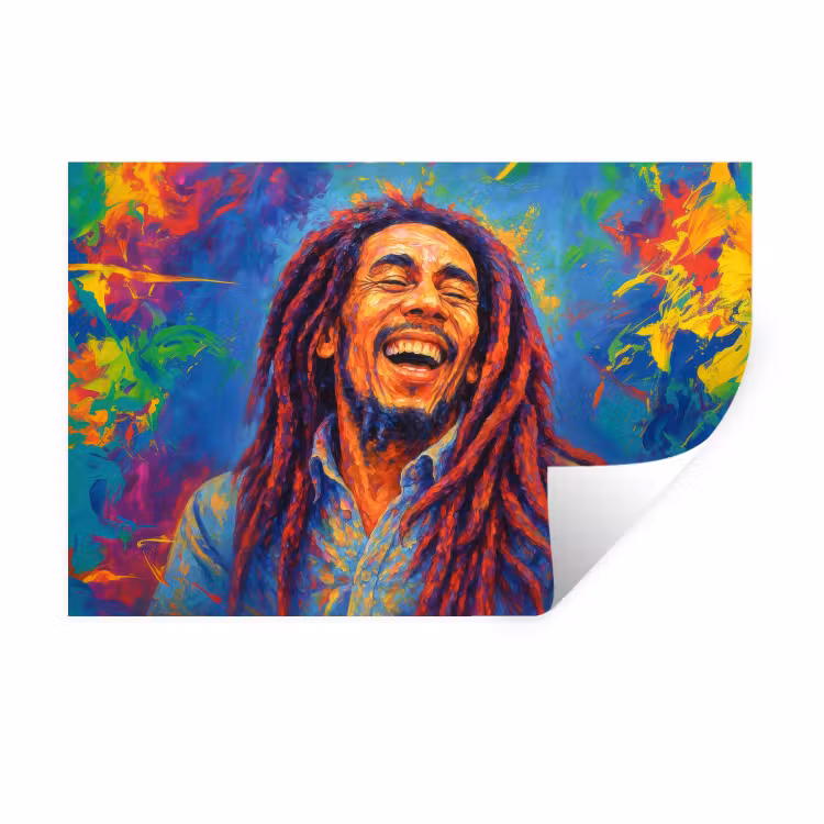 Regenboogkleuren - Man - schilderij Muursticker klein -3d