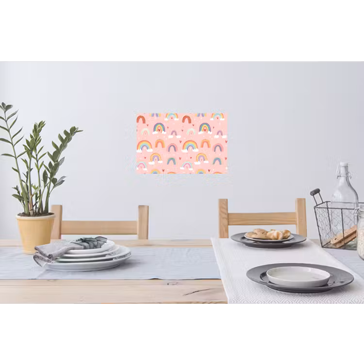 Regenboog - Patroon - Pastel - Handgetekend Muursticker klein -eettafel