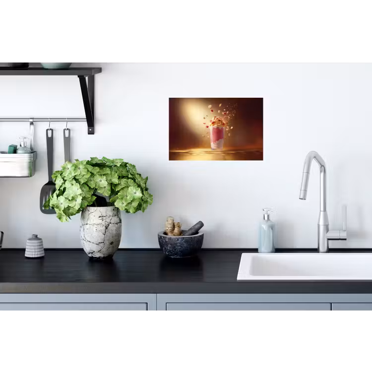 Framboos - Smoothie - Drinken - Roze Muursticker klein -keuken