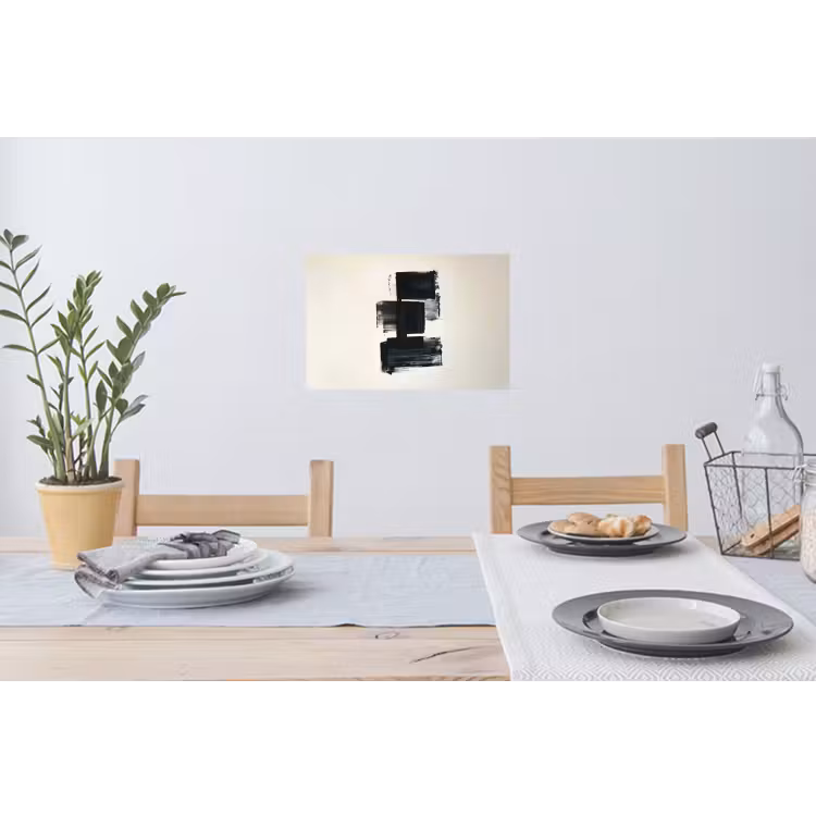 Rechthoeken - Penseelstreken - Abstract - Zwart Muursticker klein -eettafel
