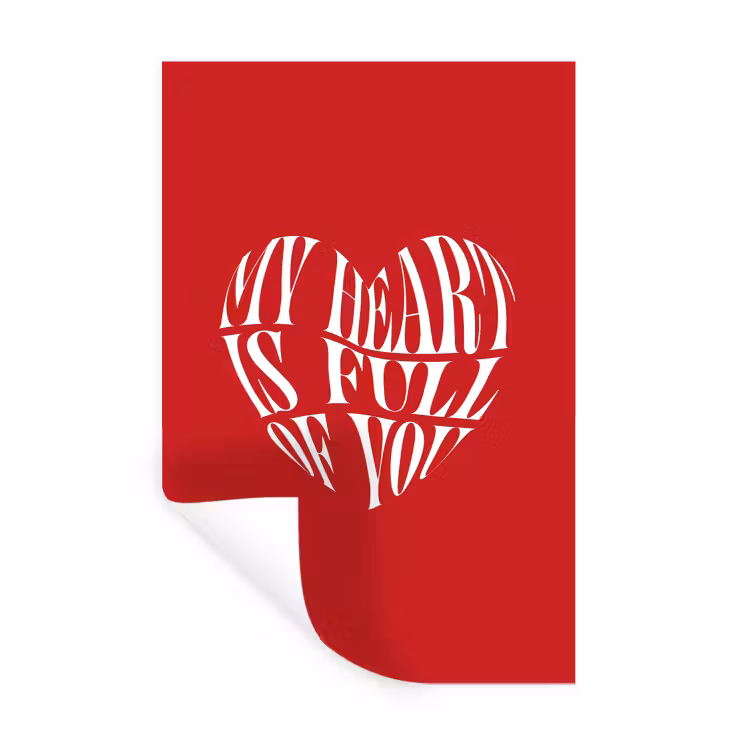 Rood - Hart- Tekst - Valentijn Muursticker klein -3d