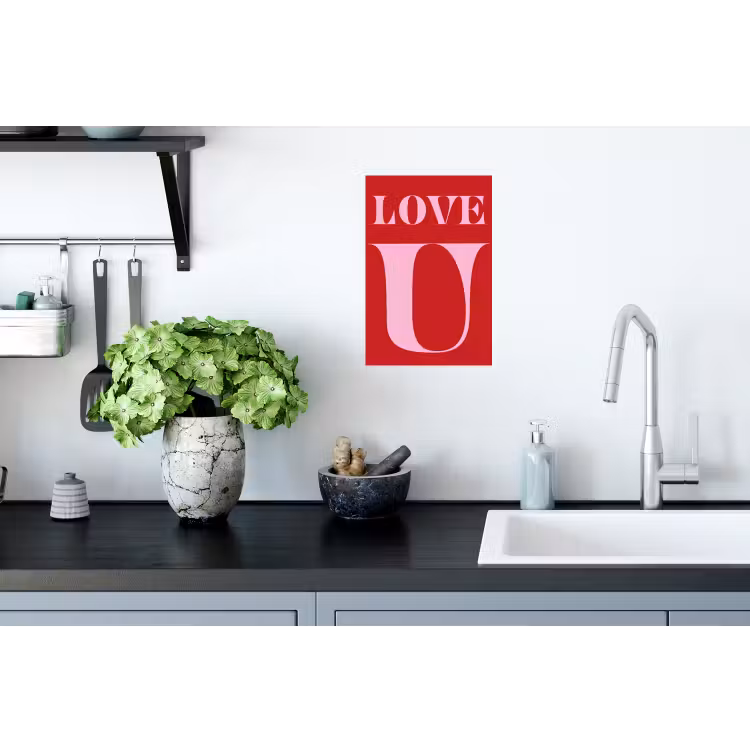 Rood - Love - Valentijn - Roze Muursticker klein -keuken