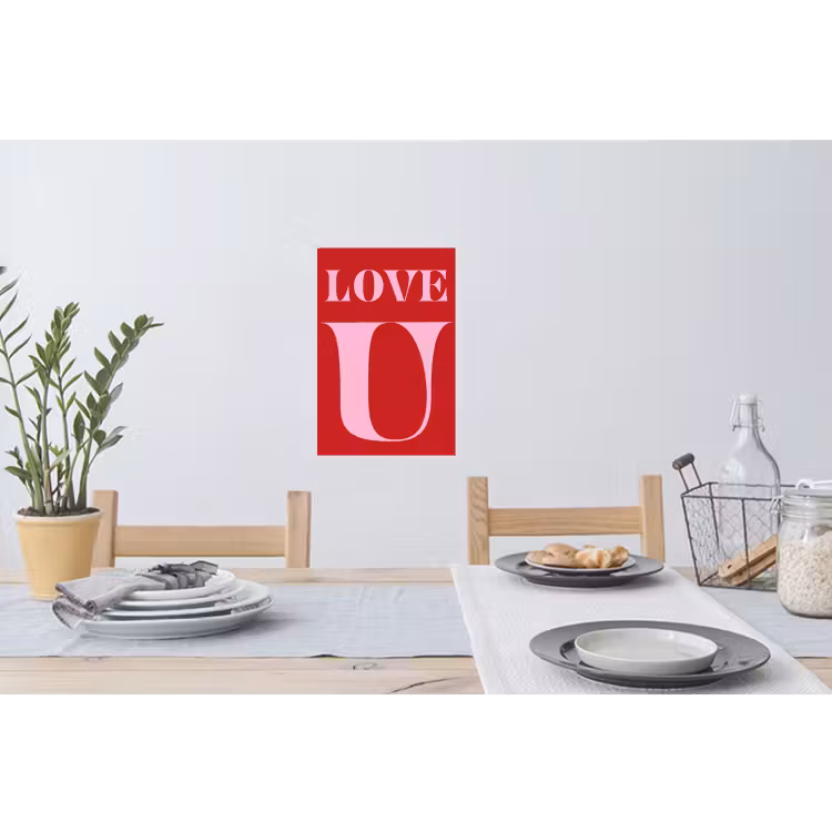 Rood - Love - Valentijn - Roze Muursticker klein -eettafel