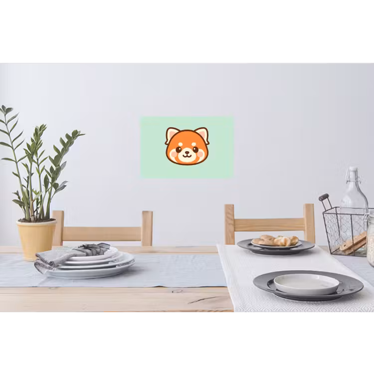 Rode panda - Groen - Cartoon Muursticker klein -eettafel