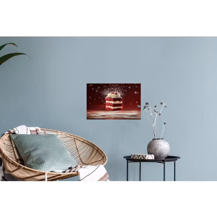 Rode - Velvet - Taart - Eten Muursticker klein -plant