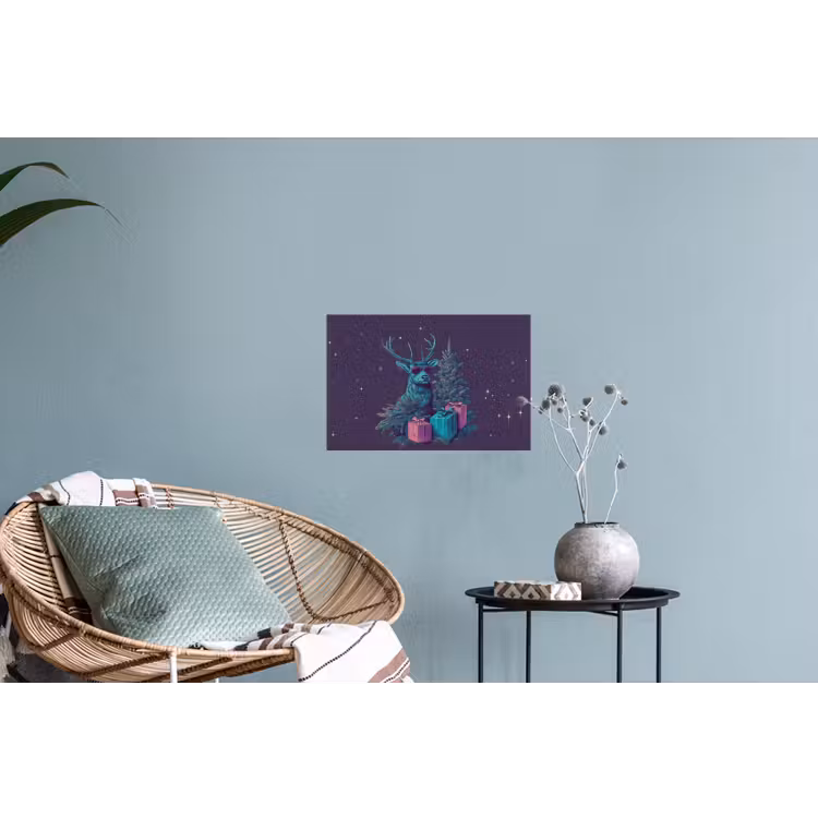 Rendier - Zonnebril - Neon - Kerstboom Muursticker klein -plant
