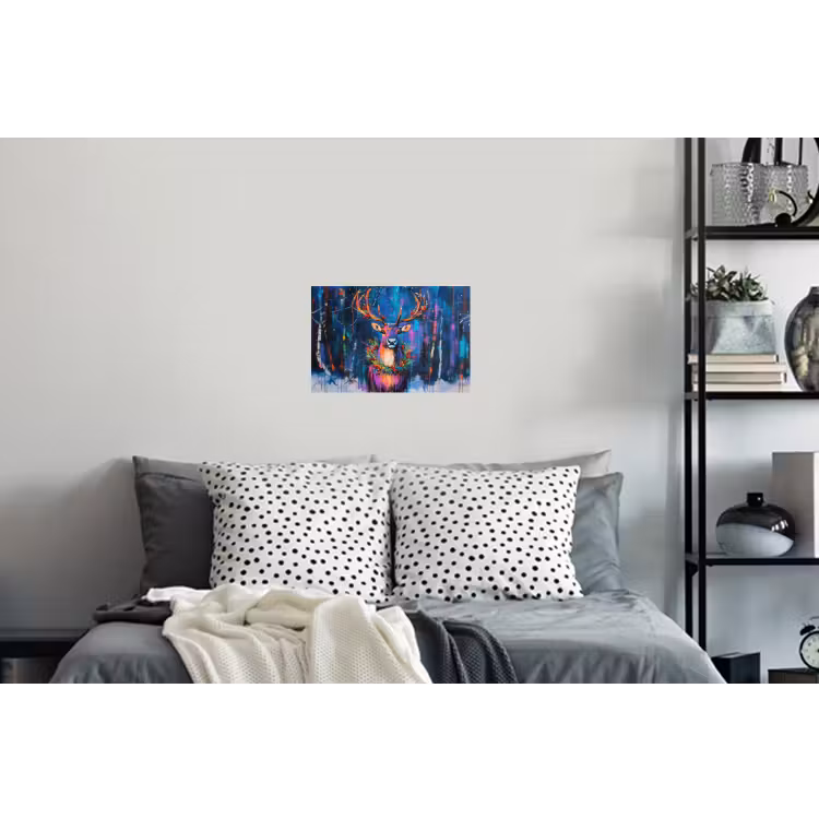 Rendier - Krans - Sprookjesachtig - Blauw Muursticker klein -slaapkamer