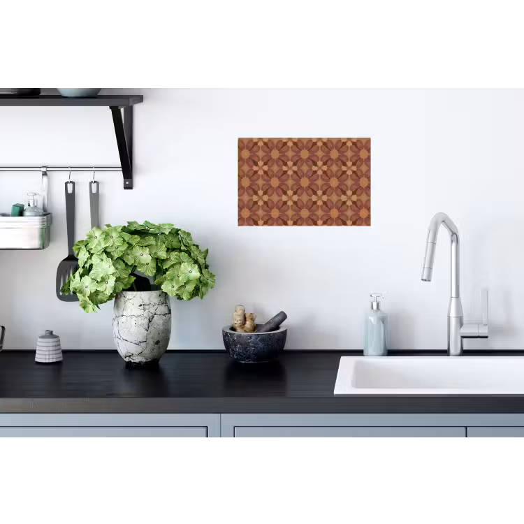Retro - Bloemen - Bruin Muursticker klein 286 -keuken